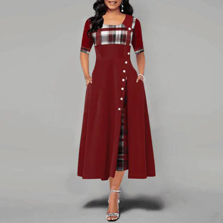 Irregular Long Skirt, Long Dress, Plaid Women's Fashion